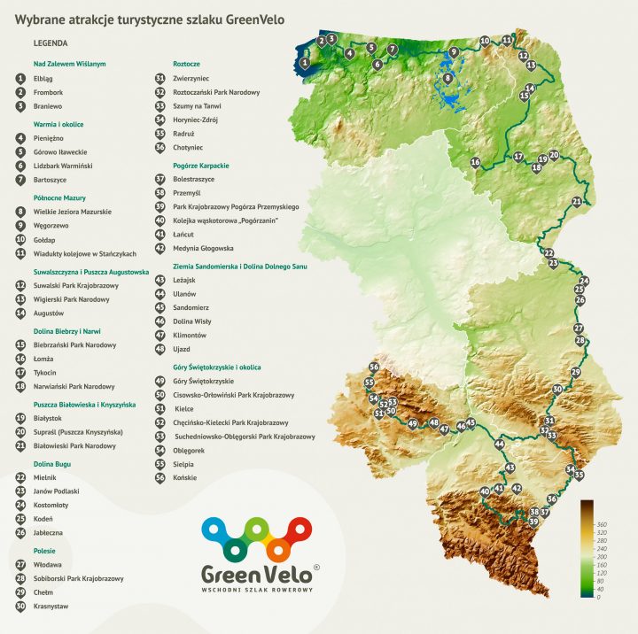 Mapa szlaku Green Velo